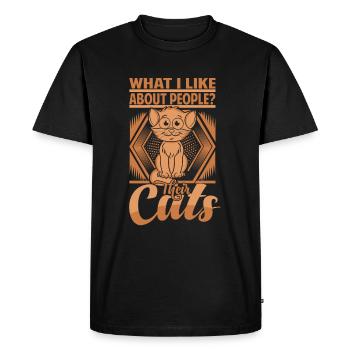 Qu’est-ce que j’aime chez les gens? Leurs chats. - T-shirt Premium bio Homme - noir - Devant - Nico (187cm)