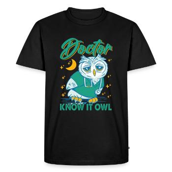 Doctor Know It Owl - Drôle d’oiseau - Chirurgien malade - T-shirt Premium bio Homme - noir - Devant - Nico (187cm)