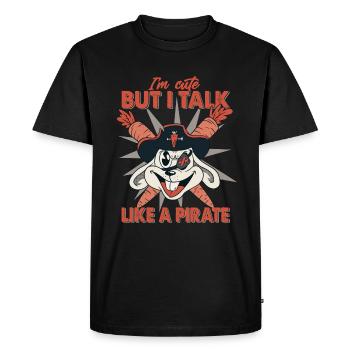I Am Cute, But I Talk Like A Pirate - Rabbit - Men's Premium Organic T-Shirt - black - Front - Nico (187cm)
