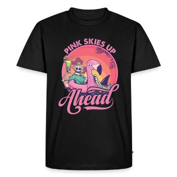 Pink Skies Up Ahead - Skeleton - Flamingo - Beach - Men's Premium Organic T-Shirt - black - Front - Nico (187cm)