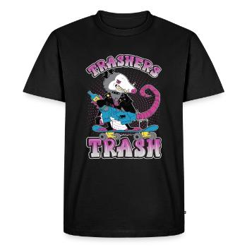 Trashers Trash - Opposum - Skater - Skateboard - T-shirt Premium bio Homme - noir - Devant - Nico (187cm)