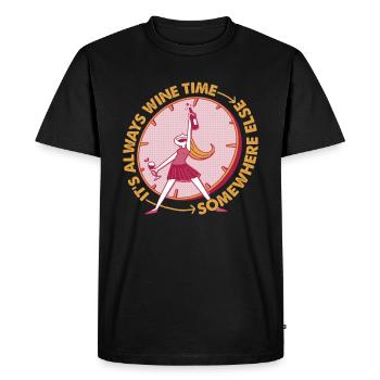 It's Always Wine Time Somewhere Else - Funny - Men's Premium Organic T-Shirt - black - Front - Nico (187cm)