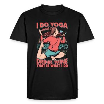 I Do Yoga And Drink Wine, That Is What I Do - Men's Premium Organic T-Shirt - black - Front - Nico (187cm)