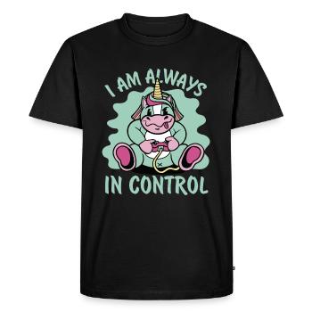 Je suis toujours aux commandes - Unicorn - Jeux vidéo - T-shirt Premium bio Homme - noir - Devant - Nico (187cm)