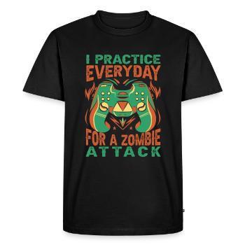 I Practice Everyday For A Zombie Attack - Gambler - Men's Premium Organic T-Shirt - black - Front - Nico (187cm)
