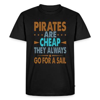 Pirates Are Cheap - Funny Dad Jokes - Beach - Men's Premium Organic T-Shirt - black - Front - Nico (187cm)