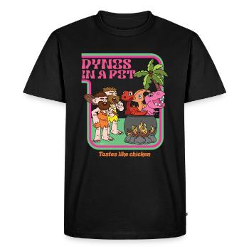 Dynos in a pot - Goûts de poulet - Dinosaures - T-shirt Premium bio Homme - noir - Devant - Nico (187cm)