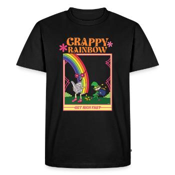Crappy Rainbow - Get Rich Fast - Leprechaun - Men's Premium Organic T-Shirt - black - Front - Nico (187cm)