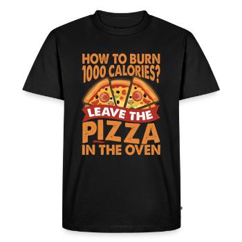 How To Burn 100 Calories? - Pizza - Dad jokes - Men's Premium Organic T-Shirt - black - Front - Nico (187cm)