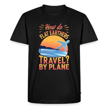 Comment les Flat Earthers voyagent-ils? En avion - Blagues de papa - T-shirt Premium bio Homme - noir - Devant - Nico (187cm)