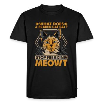 Que dit un chat effrayé? Blagues drôles de papa - T-shirt Premium bio Homme - noir - Devant - Nico (187cm)