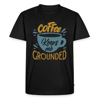 Le café me garde les pieds sur terre - Blagues de bureau amusantes - T-shirt Premium bio Homme - noir - Devant - Nico (187cm)