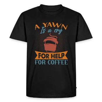 Un bâillement est un appel à l’aide pour le café - Drôle de blague - T-shirt Premium bio Homme - noir - Devant - Nico (187cm)