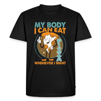 My Body, I Can Eat Pizza Whenever I Want - Men's Premium Organic T-Shirt - black - Front - Nico (187cm)