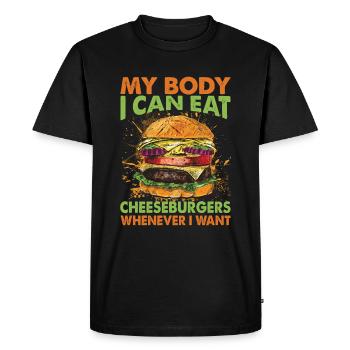 Mon corps, je peux manger des cheeseburgers quand je veux - T-shirt Premium bio Homme - noir - Devant - Nico (187cm)