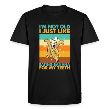 Je ne suis pas vieux, j’aime juste manger de la banane - Drôle - T-shirt Premium bio Homme - noir - Devant - Nico (187cm)