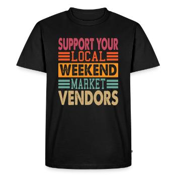 Soutenez vos vendeurs locaux du marché du week-end - T-shirt Premium bio Homme - noir - Devant - Nico (187cm)