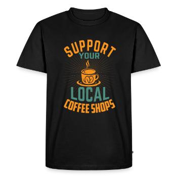 Support Your Local Coffee Shops - Barista - Men's Premium Organic T-Shirt - black - Front - Nico (187cm)