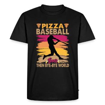 Pizza, Baseball And, Beer Then Bye-Bye World - Men's Premium Organic T-Shirt - black - Front - Nico (187cm)