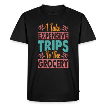 I Take Expensive Trips To The Grocery - Funny - Men's Premium Organic T-Shirt - black - Front - Nico (187cm)