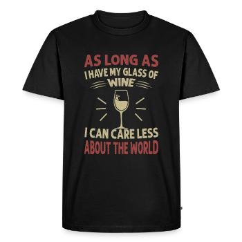 Tant que j’ai mon verre de vin, je m’en fiche - T-shirt Premium bio Homme - noir - Devant - Nico (187cm)