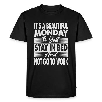 C’est un beau lundi pour rester au lit - Funn - T-shirt Premium bio Homme - noir - Devant - Nico (187cm)