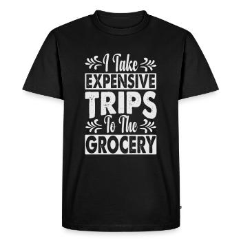 I Take Expensive Trips To The Grocery - Funny - Men's Premium Organic T-Shirt - black - Front - Nico (187cm)