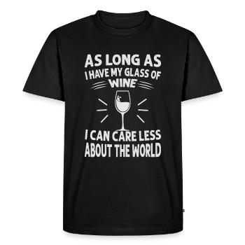 Tant que j’ai mon verre de vin, je m’en fiche - T-shirt Premium bio Homme - noir - Devant - Nico (187cm)