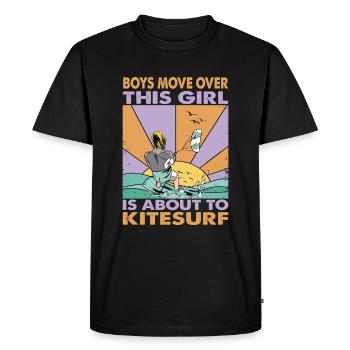 Les garçons se déplacent Cette fille est sur le point de faire du kitesurf - Su - T-shirt Premium bio Homme - noir - Devant - Nico (187cm)