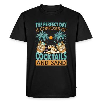La journée parfaite est composée de cocktails et de sable - T-shirt Premium bio Homme - noir - Devant - Nico (187cm)