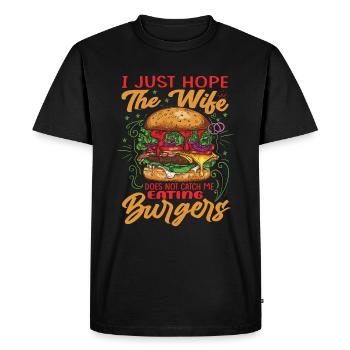 J’espère juste que la femme ne m’attrapera pas en train de manger du château - T-shirt Premium bio Homme - noir - Devant - Nico (187cm)