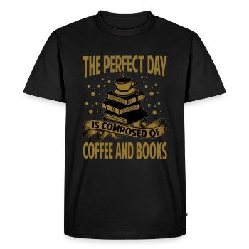The Perfect Day is composed of coffee and books - - Men's Premium Organic T-Shirt - black - Front - Nico (187cm)