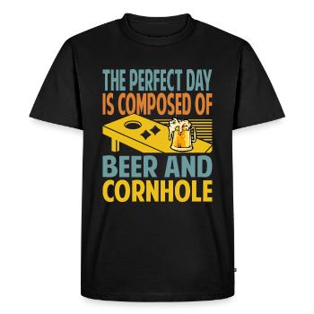 The Perfect Day est composé de bière et de cornhole - - T-shirt Premium bio Homme - noir - Devant - Nico (187cm)