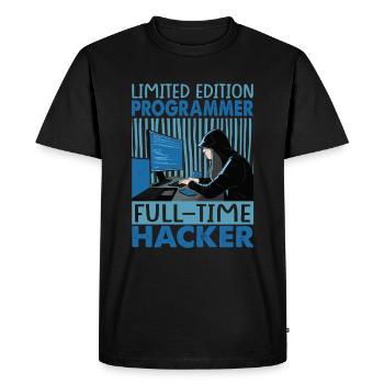 Limited Edition Programmer Full-Time Hacker - Funn - Men's Premium Organic T-Shirt - black - Front - Nico (187cm)