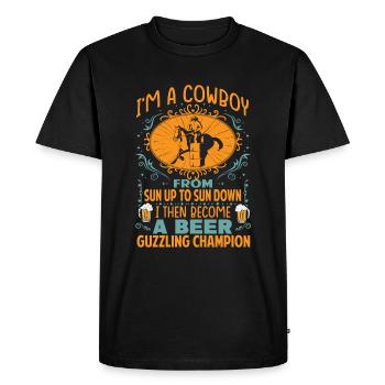 Je suis un cow-boy du soleil au coucher du soleil - Western - T-shirt Premium bio Homme - noir - Devant - Nico (187cm)