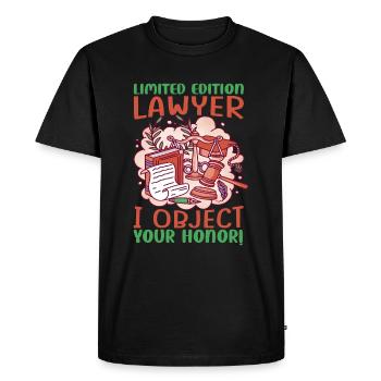 Édition limitée Avocat Je m’oppose à votre honneur! - Funn - T-shirt Premium bio Homme - noir - Devant - Nico (187cm)