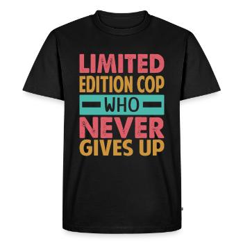 Flic en édition limitée qui n’abandonne jamais - Funny Pol - T-shirt Premium bio Homme - noir - Devant - Nico (187cm)