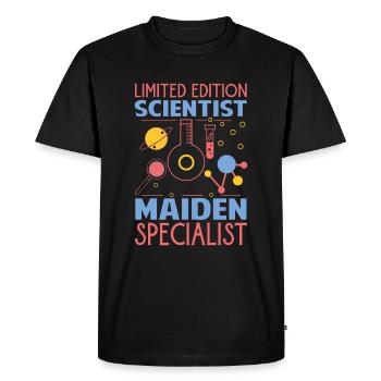 Limited Edition Scientist Maiden Specialist - Funn - Men's Premium Organic T-Shirt - black - Front - Nico (187cm)