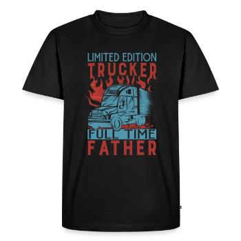 Limited Edition Trucker Full Time Father - Dad - D - Men's Premium Organic T-Shirt - black - Front - Nico (187cm)