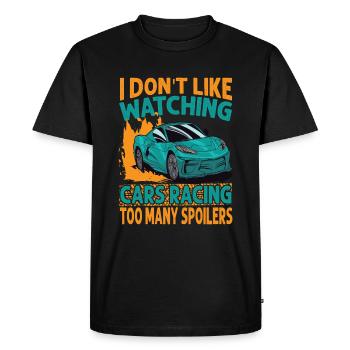 Je n’aime pas regarder les voitures courir trop de spoilers - T-shirt Premium bio Homme - noir - Devant - Nico (187cm)