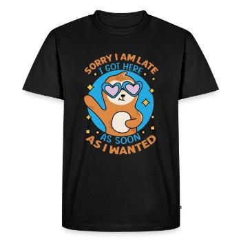 Désolé je suis en retard je suis arrivé ici dès que je voulais - f - T-shirt Premium bio Homme - noir - Devant - Nico (187cm)