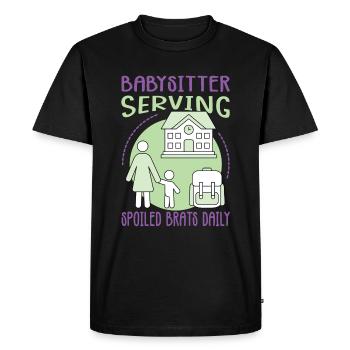 Baby-sitter servant des brats gâtés tous les jours - Funny Bab - T-shirt Premium bio Homme - noir - Devant - Nico (187cm)