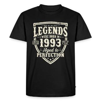 Les légendes sont nées en millésime 1993 - T-shirt Premium bio Homme - noir - Devant - Nico (187cm)