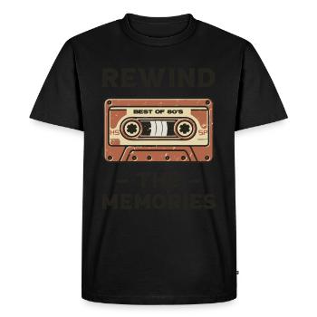 Rewind the memories. Retro cassette design. - Men's Premium Organic T-Shirt - black - Front - Nico (187cm)
