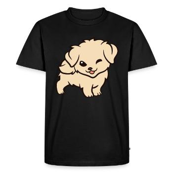 Golden Retriever - Chiot Golden Retriever mignon - T-shirt Premium bio Homme - noir - Devant - Nico (187cm)