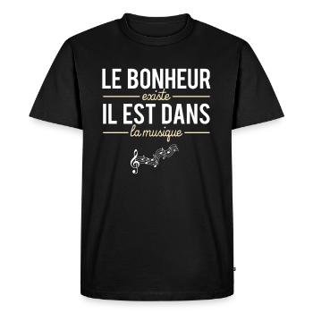 Le Bonheur Existe il Est Dans La Musique Humour - T-shirt Premium bio Homme - noir - Devant - Nico (187cm)