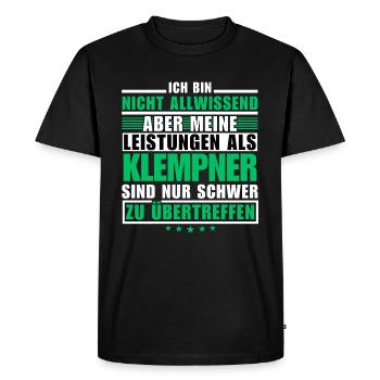 Unmatched performance as a plumber - Men's Premium Organic T-Shirt - black - Front - Nico (187cm)