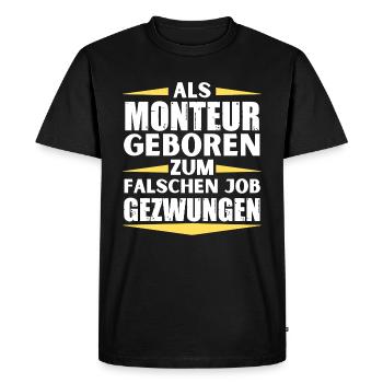 L’installateur s’est trompé de travail - T-shirt Premium bio Homme - noir - Devant - Nico (187cm)