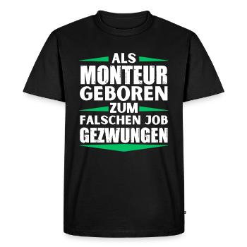 L’installateur s’est trompé de travail - T-shirt Premium bio Homme - noir - Devant - Nico (187cm)