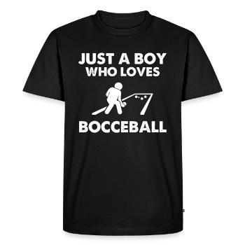 Juste un garçon qui aime la pétanque - T-shirt Premium bio Homme - noir - Devant - Nico (187cm)